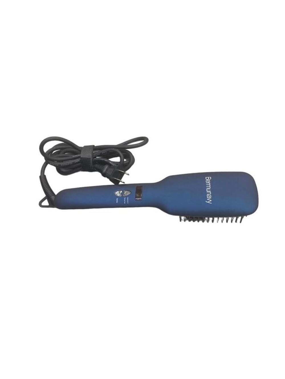 Ionic Hair Straightener Brush Bermunavy 2-in-1 Straightening Brush Auto-off